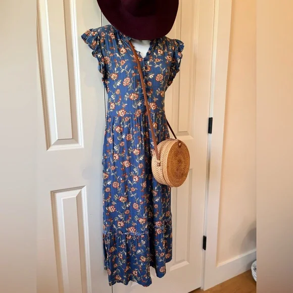 Wonderly Boho Floral Dress, ankle length, size S - Picture 1 of 7